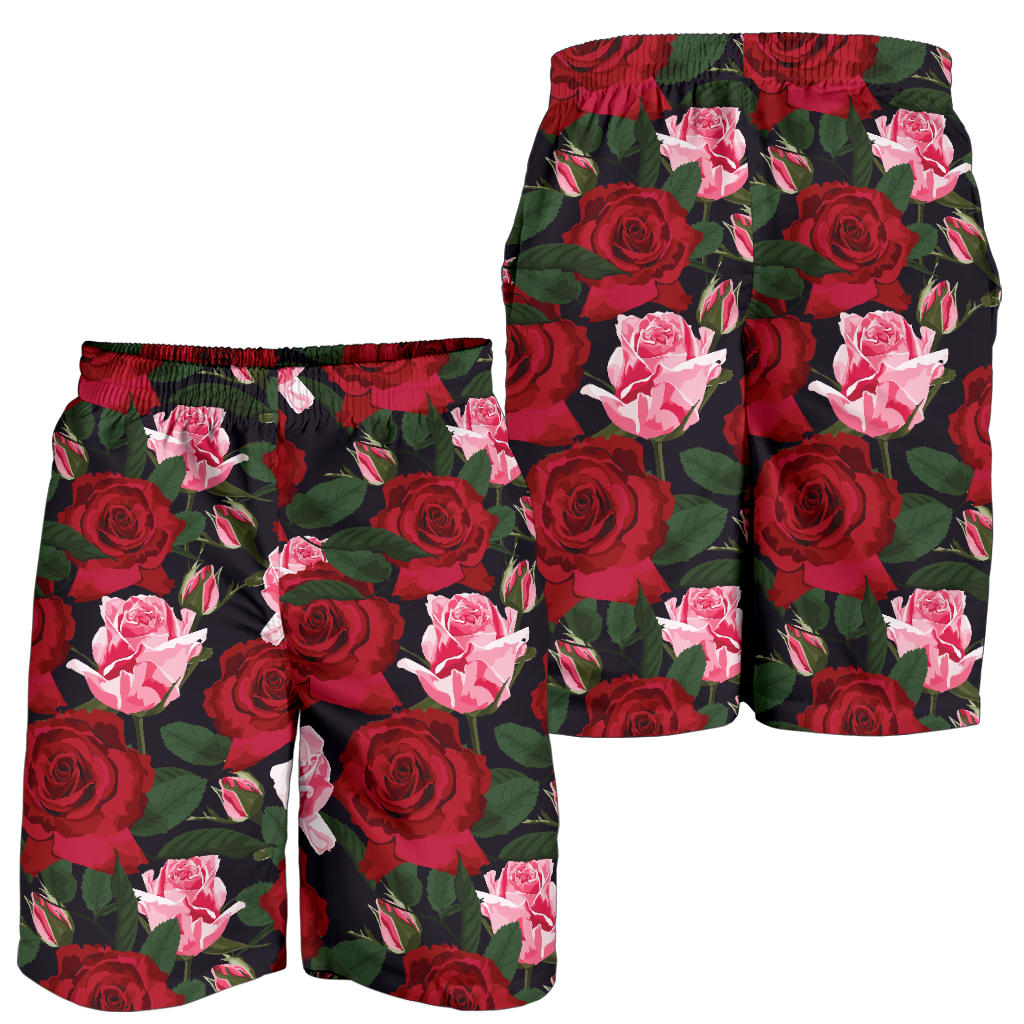 Rose Red Pink Pattern Print Design RO01 Mens Shorts