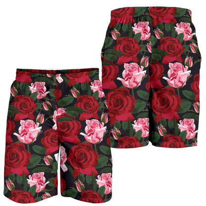 Rose Red Pink Pattern Print Design RO01 Mens Shorts