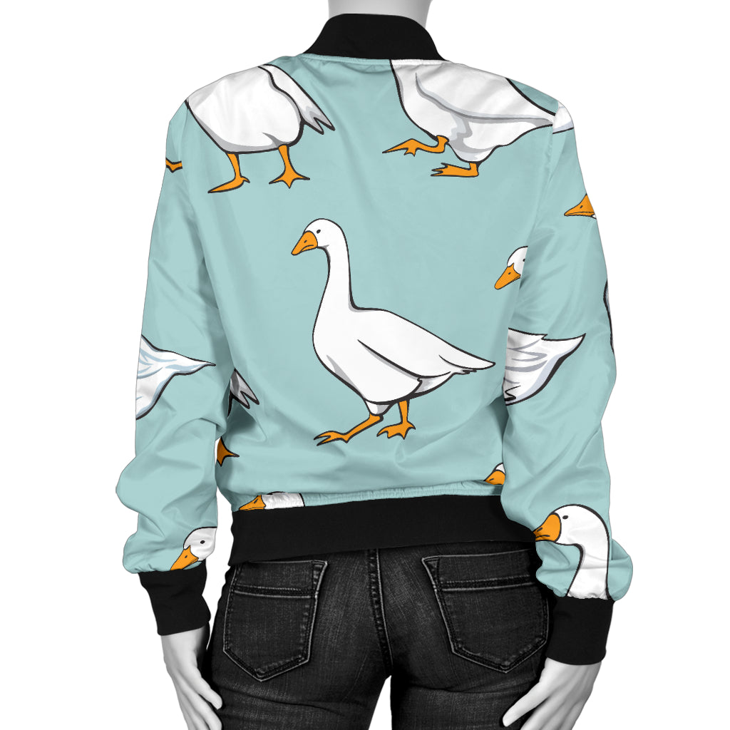 Goose Pattern Print Design 02 Women's Bomber Jacket