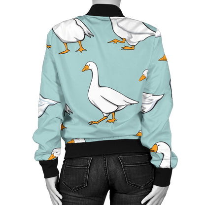 Goose Pattern Print Design 02 Women's Bomber Jacket