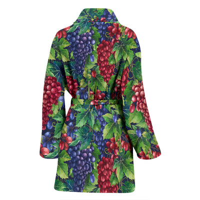 Grape Pattern Print Design GP02 Women Bathrobe