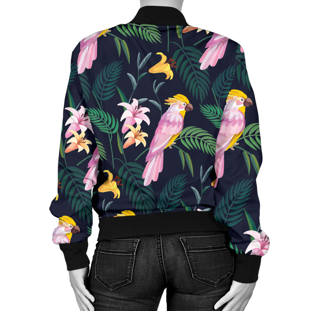 Cockatoo Pattern Print Design 03 Women's Bomber Jacket