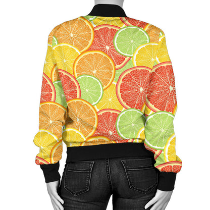 Grapefruit Pattern Print Design GF01 Women Bomber Jacket