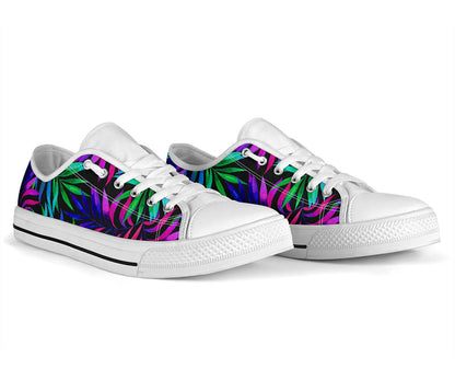 Tropical Flower Pattern Print Design TF010 White Bottom Low Top Shoes