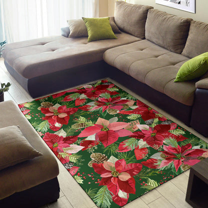 Poinsettia Pattern Print Design POT03 Area Rugs