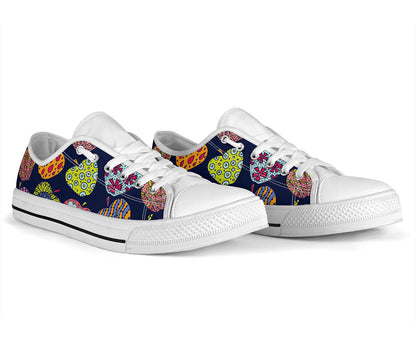 Apple Pattern Print Design AP05 White Bottom Low Top Shoes