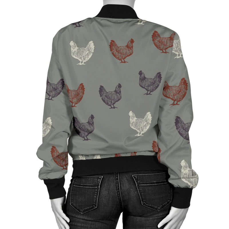 Chicken Pattern Print Design 01 Women's Bomber Jacket