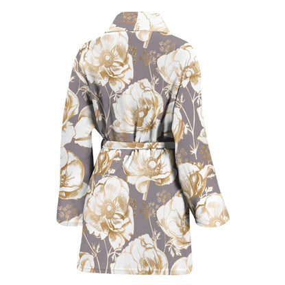 Anemone Pattern Print Design AM05 Women Bathrobe