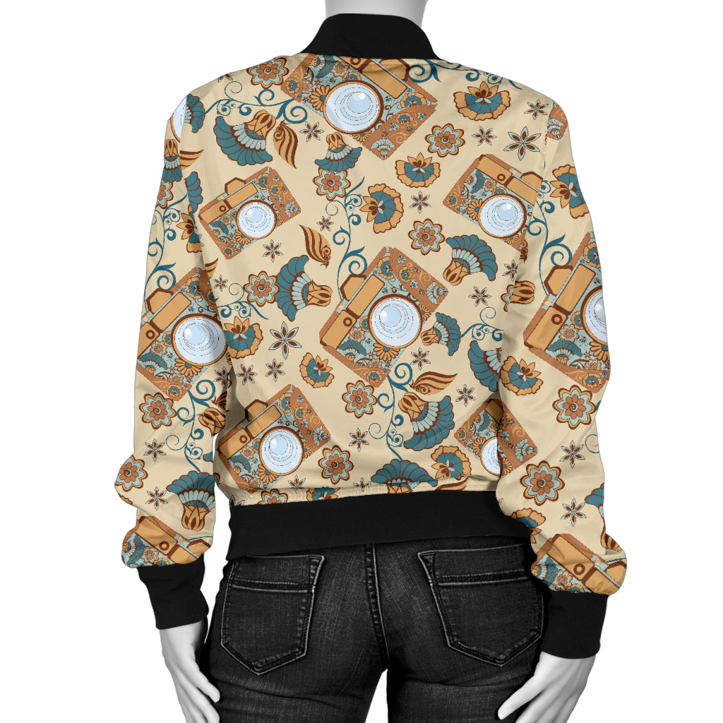 Camera Pattern Print Design 05 Women's Bomber Jacket