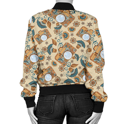 Camera Pattern Print Design 05 Women's Bomber Jacket