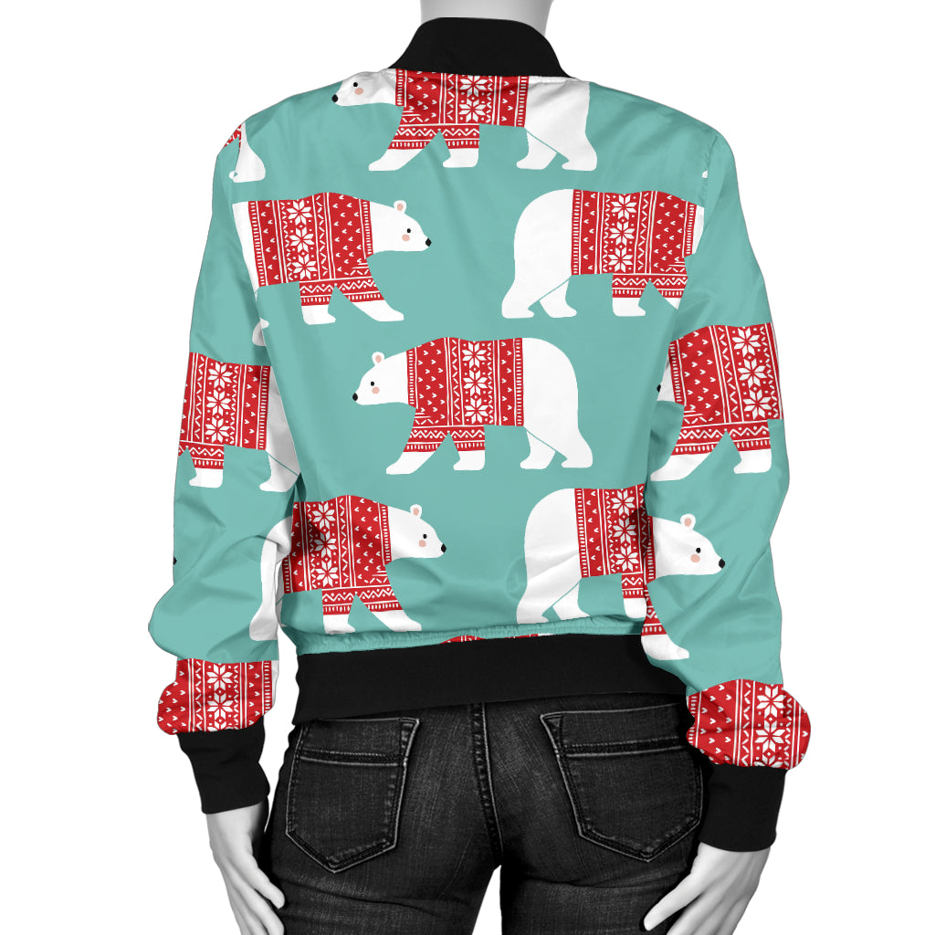 Polar Bear Pattern Print Design A04 Women's Bomber Jacket