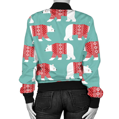 Polar Bear Pattern Print Design A04 Women's Bomber Jacket