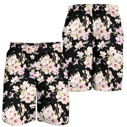 Orchid White Pattern Print Design OR03 Mens Shorts