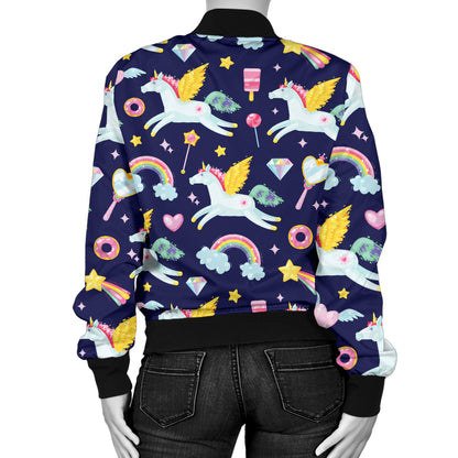 Pegasus Pattern Print Design 05 Women's Bomber Jacket