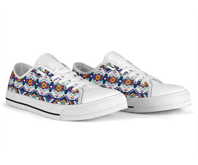 Tribal Aztec native american White Bottom Low Top Shoes