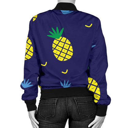 Pineapple Pattern Print Design A01 Women's Bomber Jacket