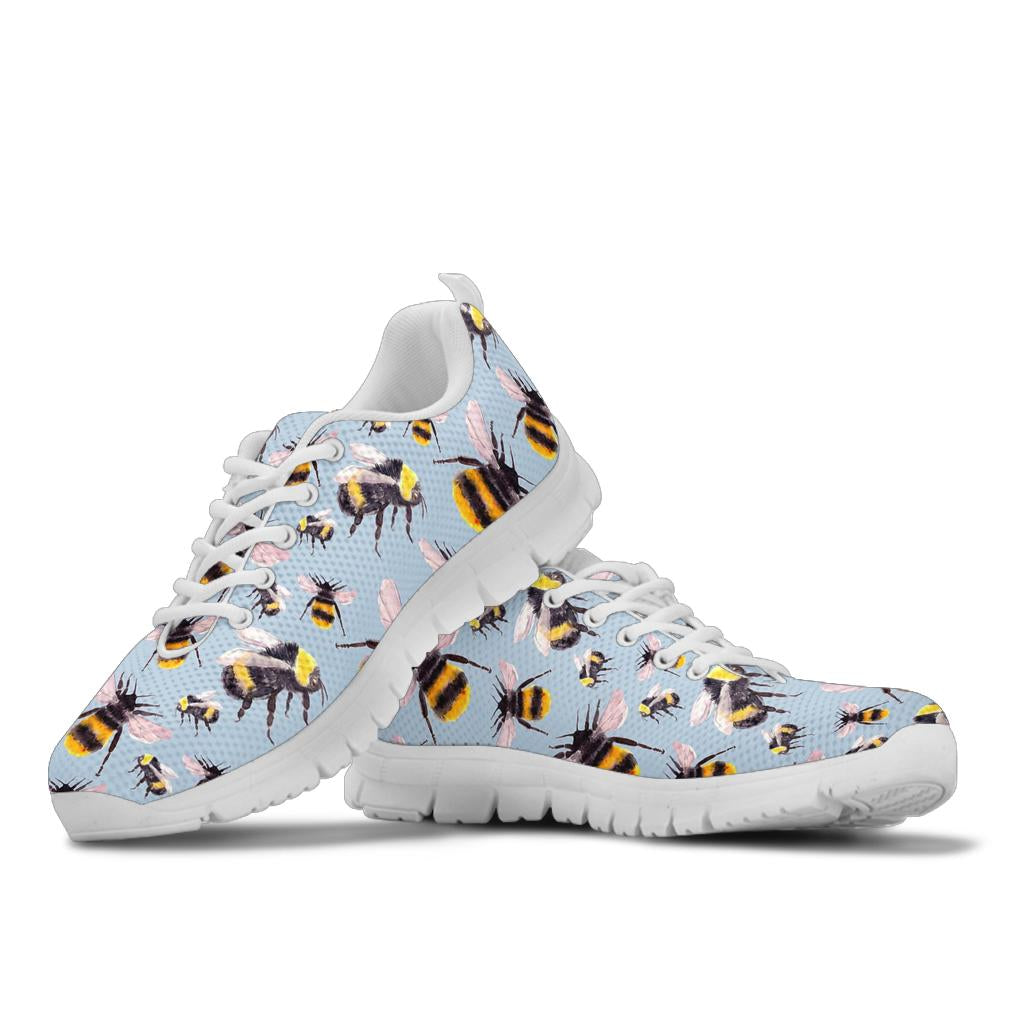 Bee Pattern Print Design BEE08 Sneakers White Bottom Shoes