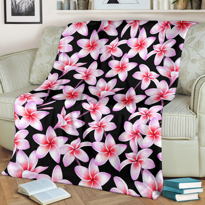 Pink Plumeria Pattern Print Design PM09 Fleece Blanket
