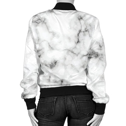 Marble Pattern Print Design 01 Women's Bomber Jacket