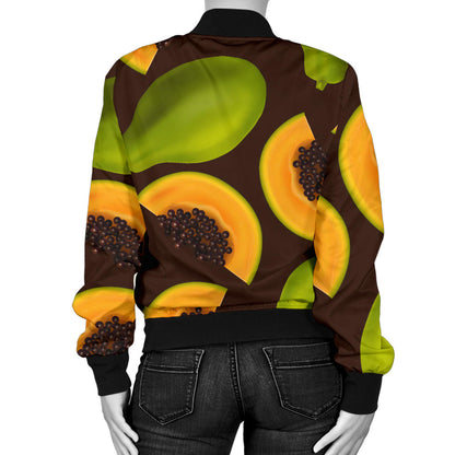 Papaya Pattern Print Design PP04 Women Bomber Jacket