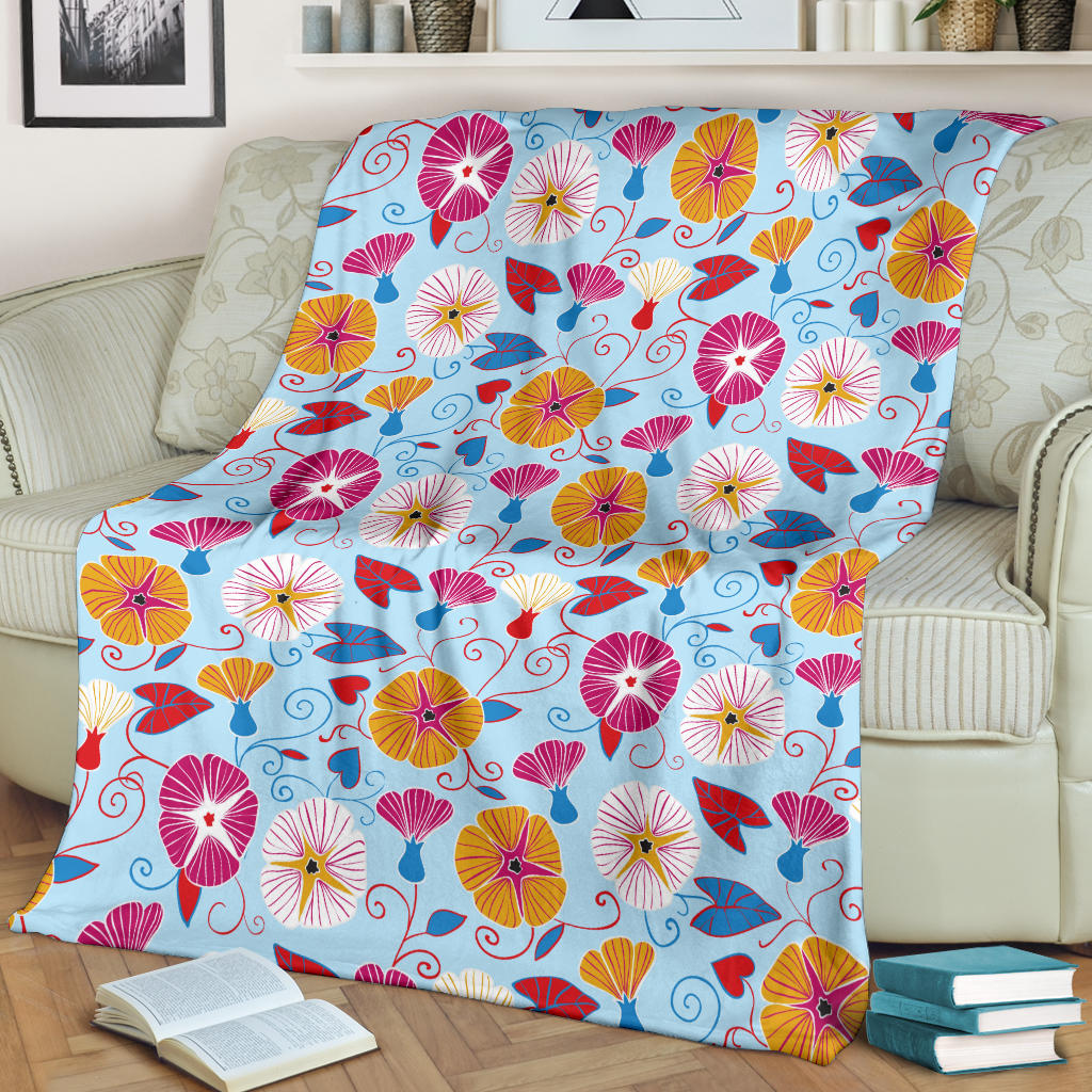 Morning Glory Pattern Print Design MG06 Fleece Blanket