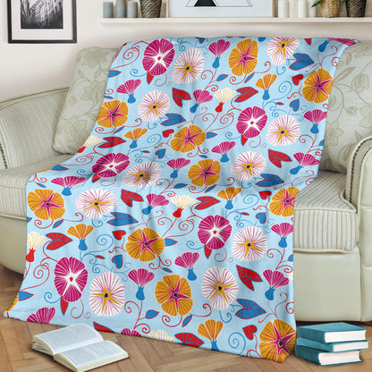 Morning Glory Pattern Print Design MG06 Fleece Blanket