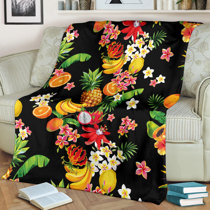 Tropical Fruits Pattern Print Design TF02 Fleece Blanket