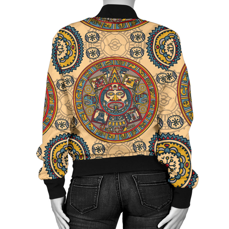 Calendar Aztec Pattern Print Design 02 Women's Bomber Jacket