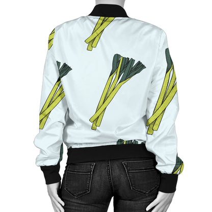 Leek Pattern Print Design 03 Women's Bomber Jacket