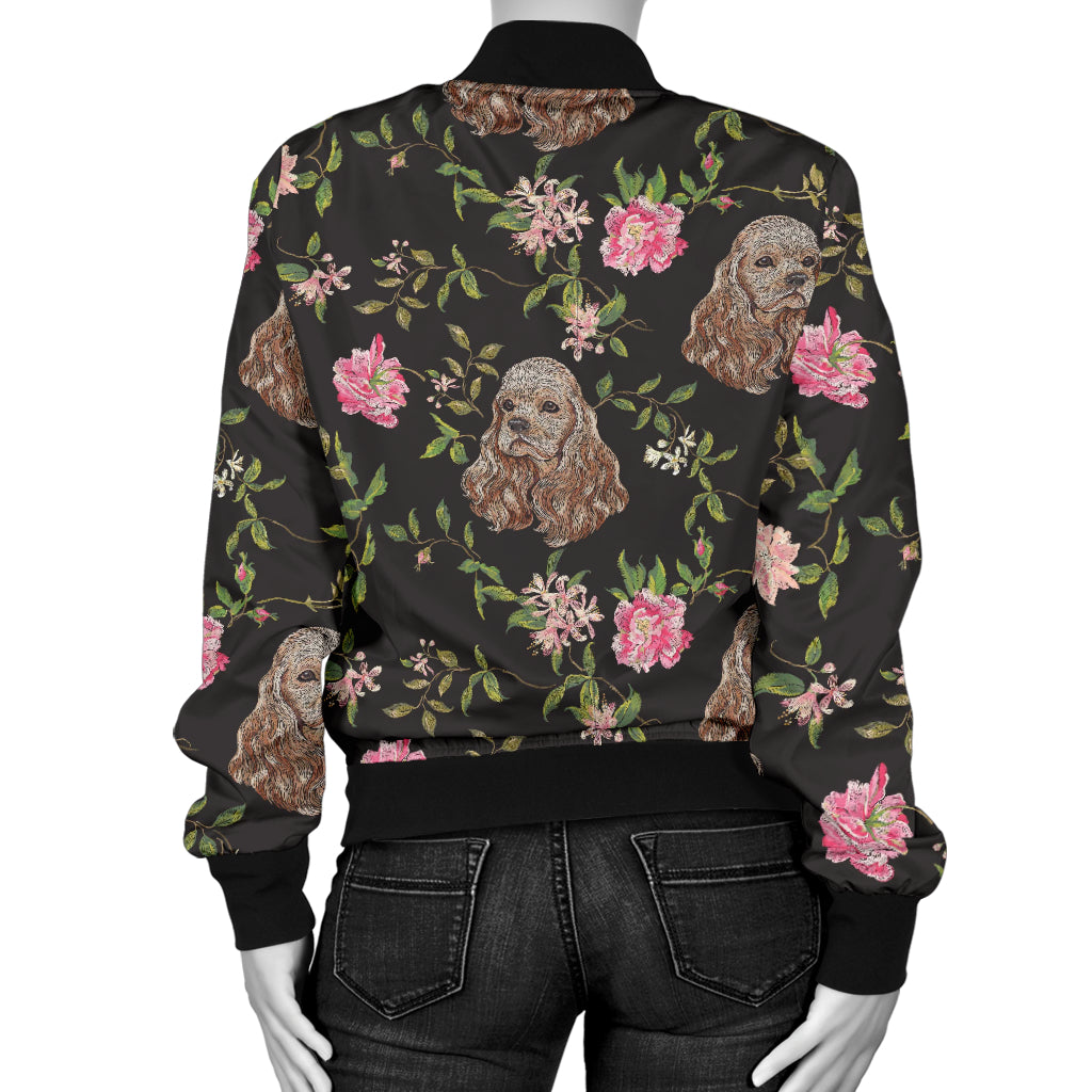Cocker Pattern Print Design 03 Women's Bomber Jacket