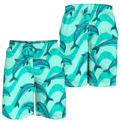 Dolphin Wave Print Mens Shorts