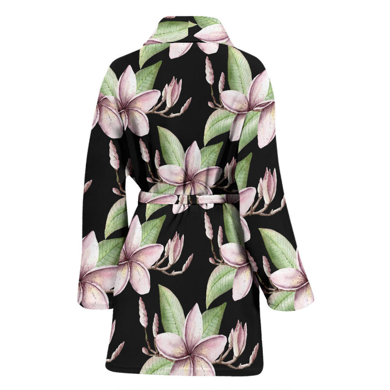 Plumeria Pattern Print Design PM02 Women Bathrobe