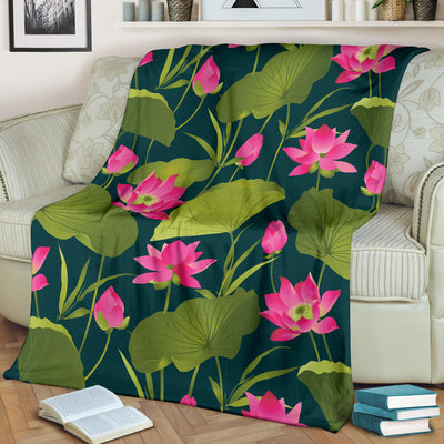 Water Lily Pattern Print Design WL09 Fleece Blanket