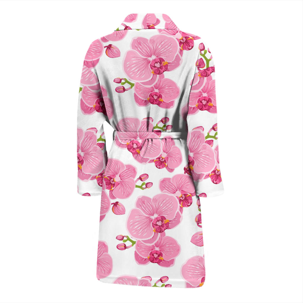 Orchid Pink Pattern Print Design OR07 Men Bathrobe
