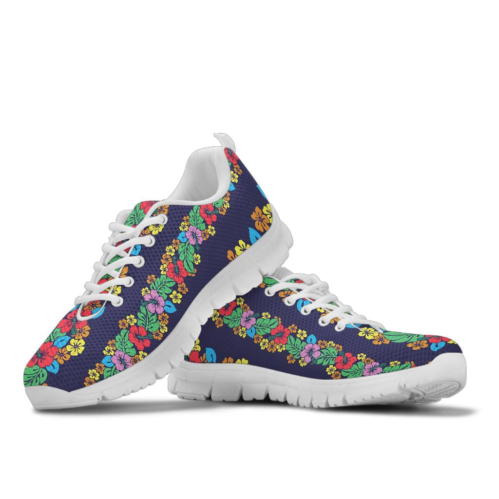 Hawaiian Themed Pattern Print Design H03 Sneakers White Bottom Shoes