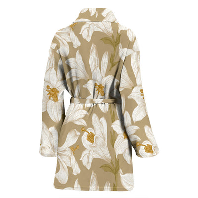 Lily Pattern Print Design LY07 Women Bathrobe