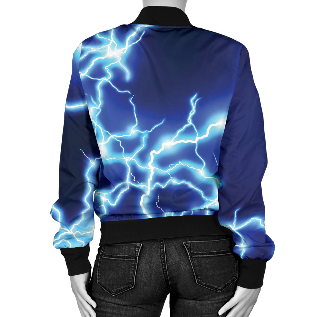 Lightning Thunder Pattern Print Design 04 Women's Bomber Jacket