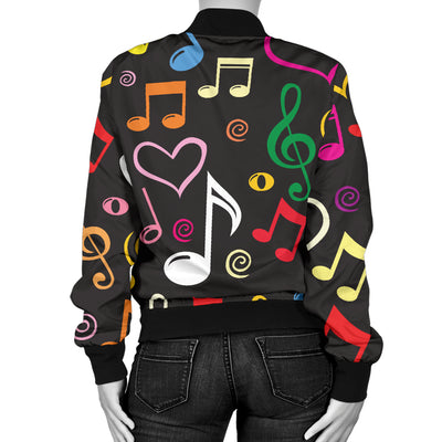 Music note Pattern Print Design A01 Women's Bomber Jacket