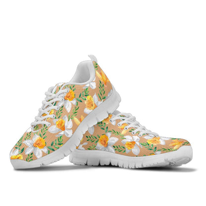 Daffodils Pattern Print Design DF04 Sneakers White Bottom Shoes