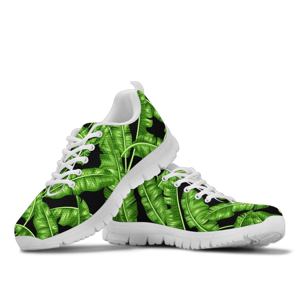 Banana Leaf Pattern Print Design BL01 Sneakers White Bottom Shoes