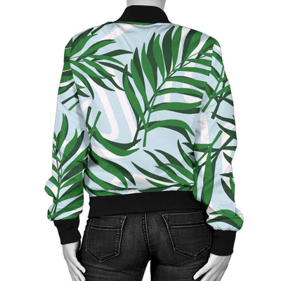 Palm Leaves Pattern Print Design PL06 Women Bomber Jacket