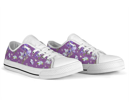 Iris Pattern Print Design IR09 White Bottom Low Top Shoes