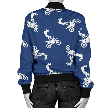 Motocross Pattern Print Design 01 Women's Bomber Jacket
