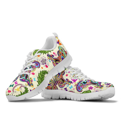 Butterfly Colorful Indian Style Sneakers White Bottom Shoes