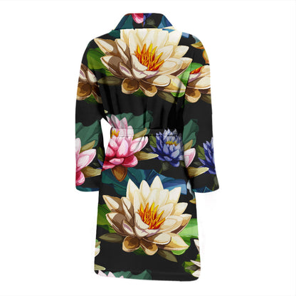 Water Lily Pattern Print Design WL02 Men Bathrobe