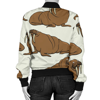 Walrus Pattern Print Design 03 Women's Bomber Jacket