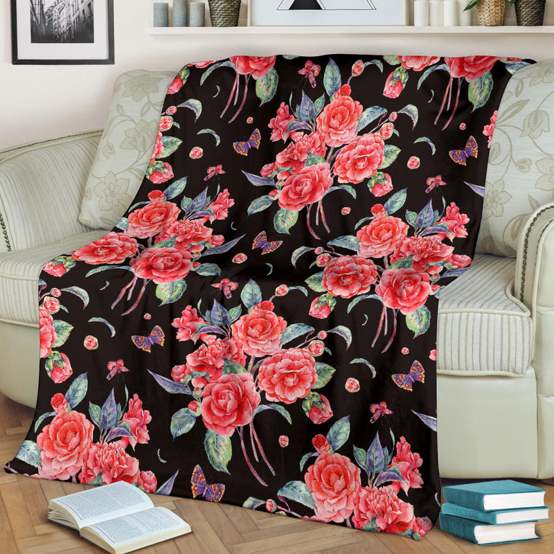 Camellia Pattern Print Design CM03 Fleece Blanket