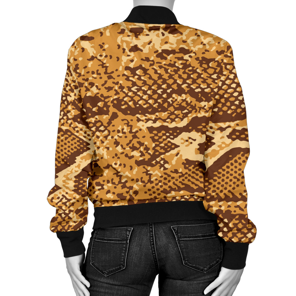 Python Brown Pattern Print Design A03 Women's Bomber Jacket