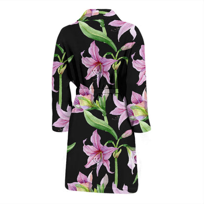 Amaryllis Pattern Print Design AL08 Men Bathrobe