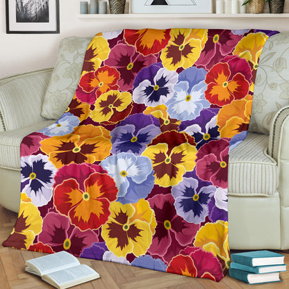 Pansy Pattern Print Design PS01 Fleece Blanket